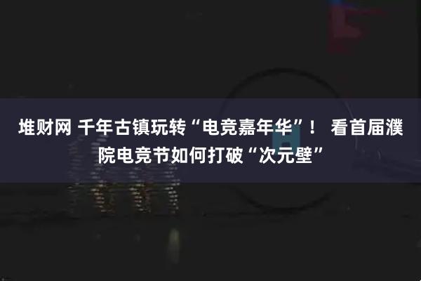 堆财网 千年古镇玩转“电竞嘉年华”！ 看首届濮院电竞节如何打破“次元壁”